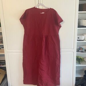Women’s Red Midi Dress - Classic Short Sleeve